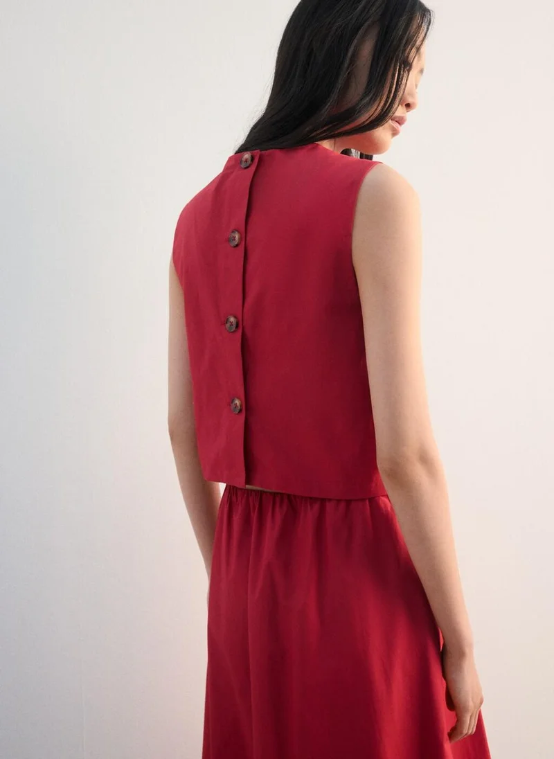 Mango  Buttoned crop top for Women | Best Price UAE